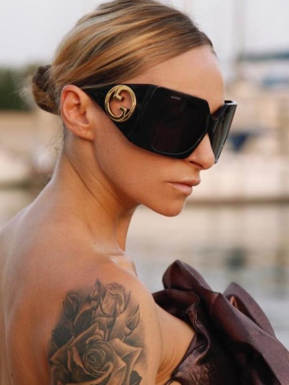 Gucci GG1255S 001 Sunglasses Black Square Frame, Smoke Lenses